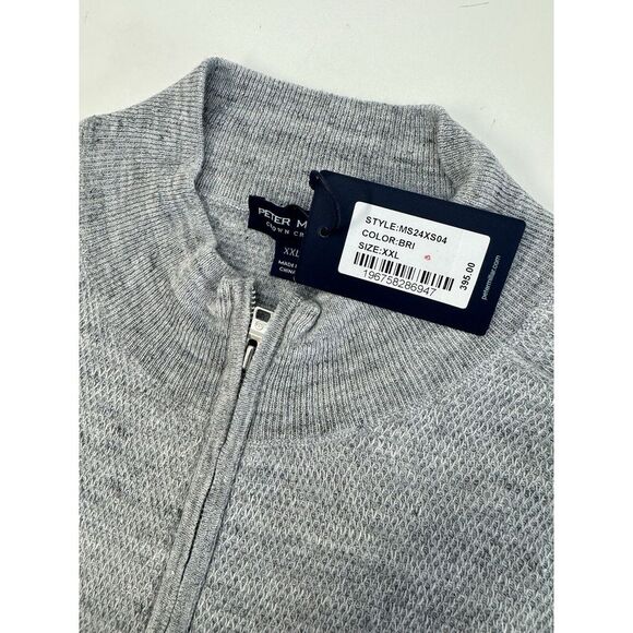 NWT Peter Millar Rockport Quarter Zip Linen Merino Wool Sweater Gray XXL $395 - Picture 11 of 12
